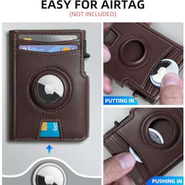 miyozi Airtag Wallet for Men,with Money Clip 10 Cards Metal Case Smart Slim Pop Up Credit Card Holder Flip with Magnetic Closure RFID Blocking wallet with Gift Box