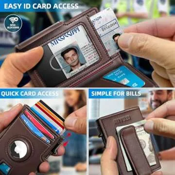 miyozi Airtag Wallet for Men,with Money Clip 10 Cards Metal Case Smart Slim Pop Up Credit Card Holder Flip with Magnetic Closure RFID Blocking wallet with Gift Box