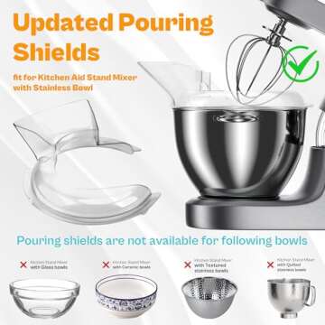 Upgraded W10616906 Pouring Shield KN1PS fit for Kitchen-Aid 4.5 5 QT Stand Mixer K45SS KSM75 KSM95 KSM150PS | Food Grade Splatter Guard Kitchen Mixer Attachment Splash Shield prime&swift