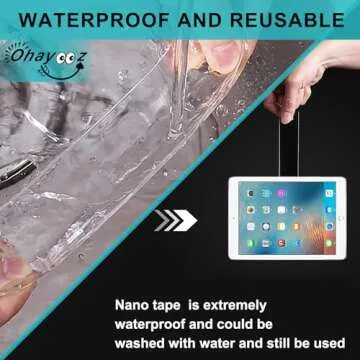 Ohayooz Extra Strong Double Sided Tape Heavy Duty Removable 10FT, Clear Sticky Adhesive Nano Tape Tough Washable Waterproof Mounting Tape for Hanging Picture, Poster, Carpet, Photo Deco