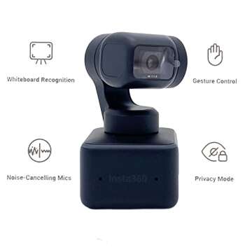 Insta360 Link - PTZ 4K Webcam with 1/2" Sensor, AI Tracking, Gesture Control, HDR, Noise-Canceling Microphones, Webcam for Laptop, Video Camera for Video Calls, Live Streaming(w/Selfie and lens cloth)