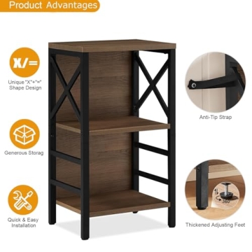 MNEETRUNG Small 3 Tier Bookcase - Stylish & Versatile