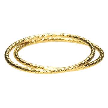 uGems 2 14K Gold Filled Sparkle Stacking Rings Size 7