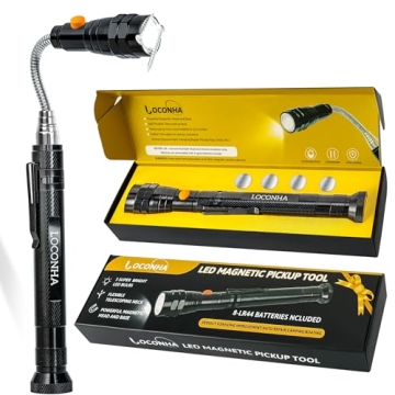 LOCONHA Magnetic Pickup Tool with LED Lights, Telescoping Magnet Flashlight, Cool Gadget Birthday Gi...