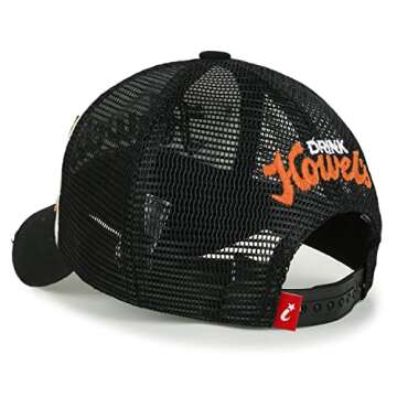 ililily Howels Distressed Vintage Embroidery Baseball Cap Snapback Trucker Hat, XL-Black