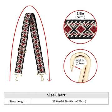 Wide Shoulder Strap Adjustable Replacement Belt Guitar Style Crossbody Bag Handbag Strap Multicolor Canvas Straps(Wide:2in)(Color56)