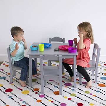 Humble Crew Kids Wooden Table and 4 Chairs Set - Perfect for Toddler Activities