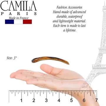 Camila Paris AD823 French Twist Stick Hair Fork, 2 Small Wavy U Shaped Hair Pin Clip for Spiral Updo Bun, Tortoise Shell, Fashion Flexible Durable Styling Hair Accessories for Women, Made in France