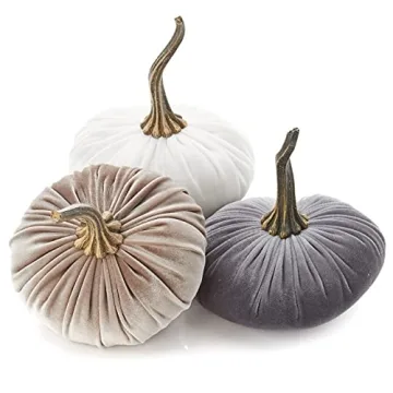 Set of 3 Elegant Velvet Pumpkins for Cozy Fall Decor