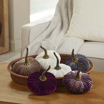 Set of 3 Elegant Velvet Pumpkins for Cozy Fall Decor
