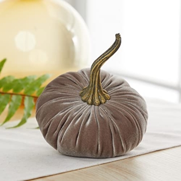Set of 3 Elegant Velvet Pumpkins for Cozy Fall Decor