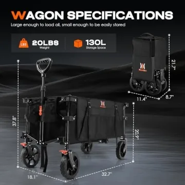 Navatiee Heavy Duty Collapsible Folding Wagon for Outdoor Use