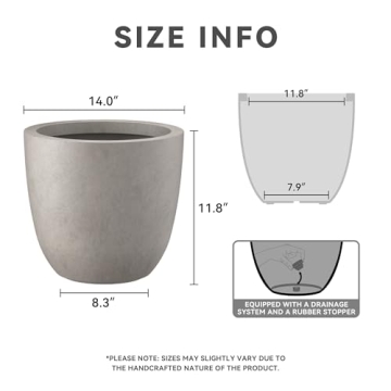 Kante 14" Stylish Concrete Planter for Indoor Outdoor Use