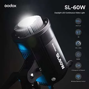 Godox SL-60W SL60W CRI95+Qa>90 5600±300K Bowens Mount LED Video Light,433MHz Grouping System,Wirele...