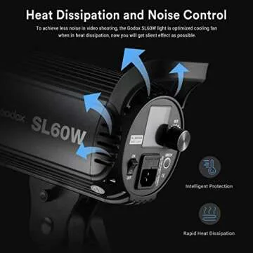 Godox SL-60W SL60W CRI95+Qa>90 5600±300K Bowens Mount LED Video Light,433MHz Grouping System,Wirelessly Adjust Brightness,for Video Recording Wedding Outdoor Shooting,W/Reflector,LETWING Color Filter