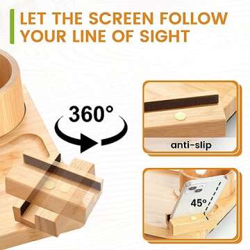 HULISEN Couch Cup Holder, Sofa Arm Tray with 360° Rotating Phone Holder & Cup Holder, Folding Anti-...