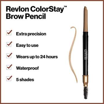 Revlon ColorStay Eyebrow Pencil with Spoolie Brush, Waterproof, Longwearing, Angled Tip Applicator f...