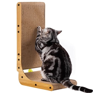 Poils bebe L Shape Cat Scratcher, 26.8 Inch Cat Scratchers for Indoor Cats, Protecting Furniture Cat...