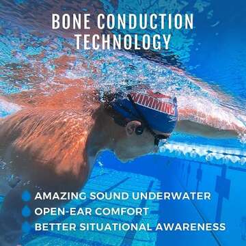 H2O Audio TRI Multi-Sport Waterproof Bone Conduction Open Ear Headphones - Bluetooth for Running/Cycling, MP3 for Swimming, IPX8 Waterproof, Sweatproof - Black