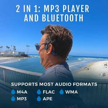 H2O Audio TRI Multi-Sport Waterproof Bone Conduction Open Ear Headphones - Bluetooth for Running/Cycling, MP3 for Swimming, IPX8 Waterproof, Sweatproof - Black