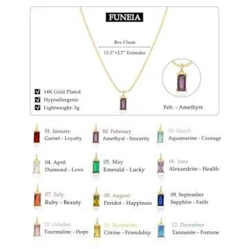 FUNEIA Diamond Necklaces for Women 14K Gold Plated Emerald Birthstone Necklace for Women Mothers Dainty Gold Necklace Blue Green Cubic Zirconia Pendant Necklace Birthday Gifts for Women Jewelry
