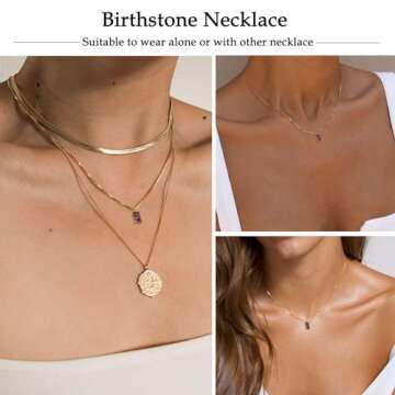 FUNEIA Diamond Necklaces for Women 14K Gold Plated Emerald Birthstone Necklace for Women Mothers Dainty Gold Necklace Blue Green Cubic Zirconia Pendant Necklace Birthday Gifts for Women Jewelry