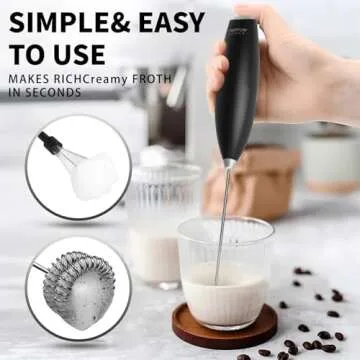 Portable Milk Frother - 15s Creamy Froth, Multifunctional, Battery-Powered, Easy to Clean, Perfect for Travel, Coffee, Matcha, Blended Drinks & Whisking Eggs!