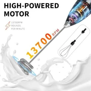 Portable Milk Frother - 15s Creamy Froth, Multifunctional, Battery-Powered, Easy to Clean, Perfect for Travel, Coffee, Matcha, Blended Drinks & Whisking Eggs!