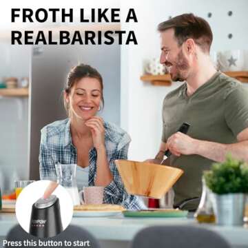 Portable Milk Frother - 15s Creamy Froth, Multifunctional, Battery-Powered, Easy to Clean, Perfect for Travel, Coffee, Matcha, Blended Drinks & Whisking Eggs!