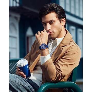 BENYAR - Stylish Wrist Watch for Men Silicone Strap Watches Quartz Movement, Waterproof and Scratch Resistant, Analog Chronograph Business Watch Mens Gift