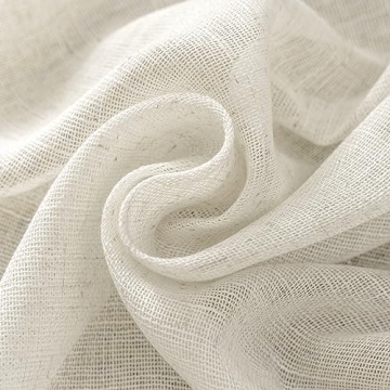 Flax Linen Semi Sheer Curtains for Living Room 2 Panels