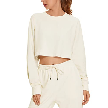 CRZ YOGA Women's Cropped Sweatshirt - Soft, Breathable & Stylish Gym Wear