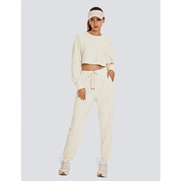 CRZ YOGA Women's Cropped Sweatshirt Soft Breathable Gym Wear
