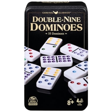 Spin Master Games Double-Nine Dominoes Set with Storage Tin - Classic Fun for All Ages