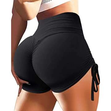 Danysu Sexy Shorts for Women Butt Lifting Scrunch Butt Shorts Workout Booty Shorts Black Small