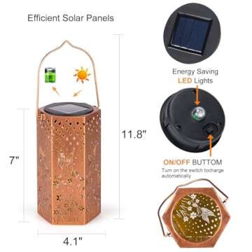 Hummingbird Solar Lanterns Outdoor Waterproof - Birthday Gifts for Women, Men, Mom, Mothers Day Gifts, Solar Lights Outdoor Hanging Garden Decor for Outside, Patio, Outdoor, Yard, Lawn, Balcony