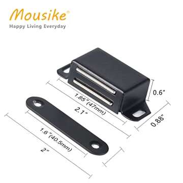 Mousike Cabinet Magnets 30lb Black Door Magnets with Strong Magnetic for Kitchen Cupboard Wardrobe C...