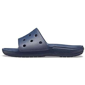 Crocs Unisex Classic Slide Sandals, Navy, 7 Men/9 Women