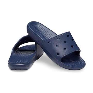 Crocs Unisex Classic Slide Sandals, Navy, 7 Men/9 Women