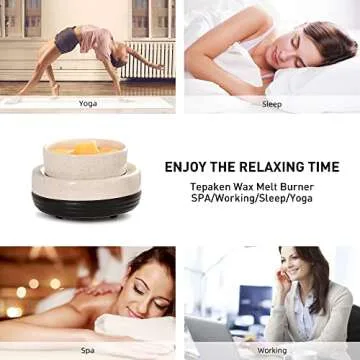 Tepaken Ceramic Candle Wax Warmer Wax Melt Warmer Wax Melter for Scented Wax, Yankee Jar Candles or Oil Candle Wax Burner Gifts for Home Office Decor Women as Gifts for Mom Grandma Women Girls