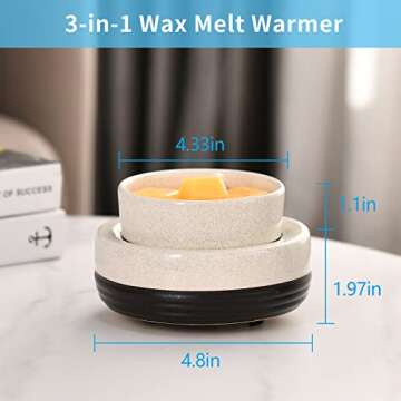 Tepaken Ceramic Candle Wax Warmer Wax Melt Warmer Wax Melter for Scented Wax, Yankee Jar Candles or Oil Candle Wax Burner Gifts for Home Office Decor Women as Gifts for Mom Grandma Women Girls
