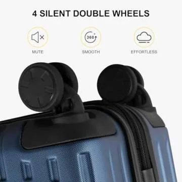 LEVEL8 Grace Carry On Luggage, 20 Inch Hardside Suitcase, Abs+Pc Harshell Spinner Luggage with Tsa Lock, Spinner Wheels, Blue, 20-Inch Carry-On