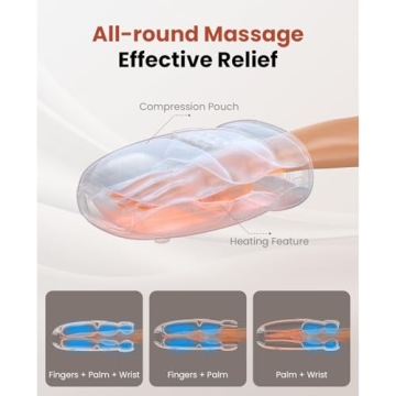 BOB AND BRAD Portable Hand Massager with Heat and Compression