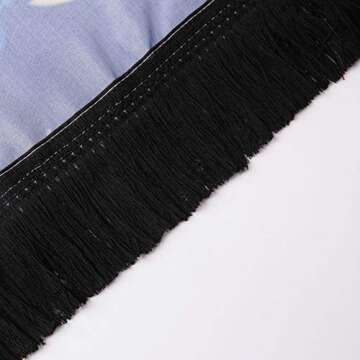 Turkish Pattern Tassel Shower Curtains for Bathroom, Black and Orange Bohemian Vintage Shower Curtain Set, with Hooks, 72 Inch Shower Curtain Decoration