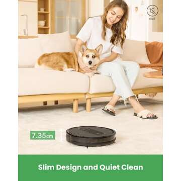 Vactidy T7 Robot Vacuum and Mop Combo, 2 in 1 Mopping Robot Vacuum Cleaner with Schedule, WiFi/App/Alexa/Siri Control, Self-Charging, Slim, Quiet, Ideal for Low Pile Carpet, Hard Floor, Pet Hair