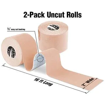 Hampton Adams | As Seen on Shark Tank | Elastic Kinesiology Tape (2-Pack) | Uncut Athletic Tape Supports & Protects Muscles Knees Shoulders & Plantar Fasciitis | Waterproof Hypoallergenic (Beige)