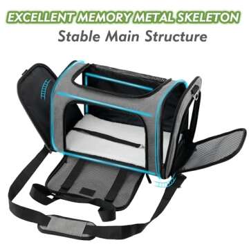 Soundy Dog Carrier Cat Carriers Airline Approved Pet Carrier for Small Medium Dogs Cats Under 15Lbs ...
