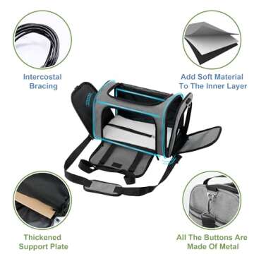 Soundy Dog Carrier Cat Carriers Airline Approved Pet Carrier for Small Medium Dogs Cats Under 15Lbs Puppies Collapsible Soft Sided TSA Travel Puppy Carrier Bag (Medium, Grey)