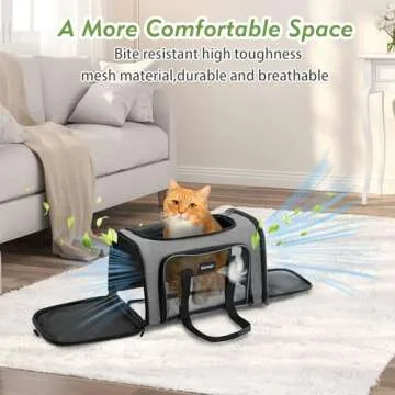 Soundy Dog Carrier Cat Carriers Airline Approved Pet Carrier for Small Medium Dogs Cats Under 15Lbs Puppies Collapsible Soft Sided TSA Travel Puppy Carrier Bag (Medium, Grey)