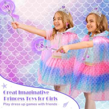 Toys for Girls,Princess Dresses for Girls Toys for 3 4 5 6 7 8 Year Old Girls,Toddler Princess Dress Up Clothes for Little Girls Halloween Costumes,Mermaid Kids Toys Set Easter Christmas Birthday Gift